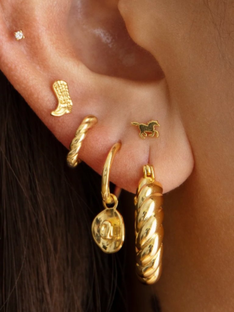 Studs Cowboy Hat Dangler Hoop Earring — image 2 of 5